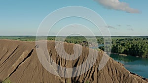 Romantsevo hills and lakes in Tula oblast drone aerial pan shot