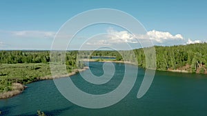 Romantsevo hills and lakes in Tula oblast drone aerial shot