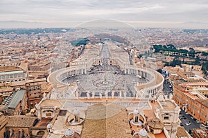 Rome from above, panoramic shot from the Saint Peters Basilica d