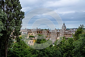 Rome aerial cityscape view from Pincian Hill - Rome, Italy