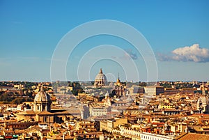 Rome aerial view with the Papal Basilica of St. Peter