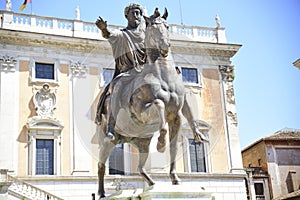 Rome, Campidoglio square, equestrian sculpture of Marcus Aurelius