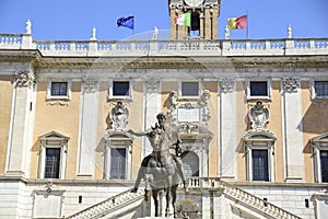 Rome, Campidoglio square, equestrian sculpture of Marcus Aurelius