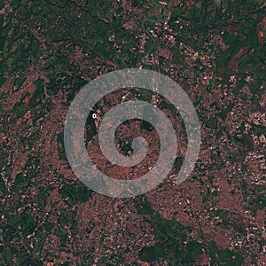 Rome the capital of Italy city and suburb, satellite image of the metropolis