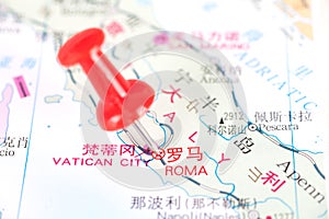 Rome, the capital of Italy, on the map