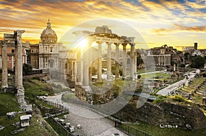 Rome city bu sunrise Italy
