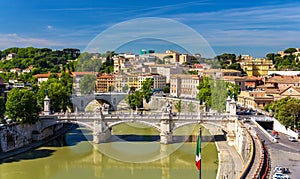 Rome city over the Tiber river