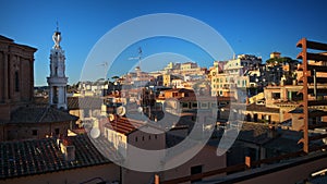 Rome city skyline from a rooftop with typical terr