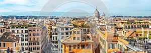 Panorama of Rome city view from Spanish Steps