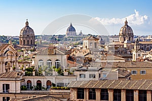 Rome cityscape with dome of St. Peter`s basilica in Vatican