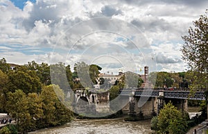 Rome cityscape - An old bridge in Rome