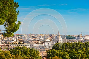 Rome cityscape seen from Gianicolo promenade