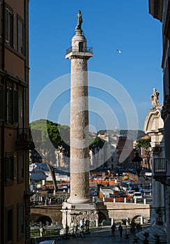 Rome, Colonna Traiana with Piazza Venezia in the background