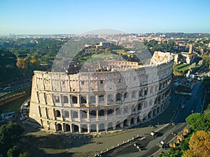 Rome colosseum aerial shot drone