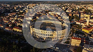 Rome colosseum from dron photo photo