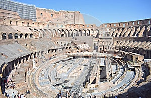 Rome Colosseum, Flavio Amphitheater, interior, in Rome