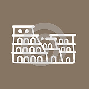 Rome colosseum Italy building ancient line art icon flat tourism symbol