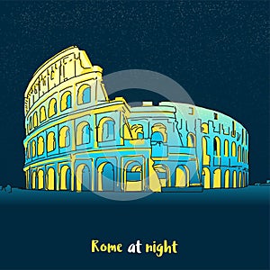 Rome Colosseum Skyline at night