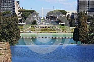Rome, Eur lake: the garden of the waterfalls
