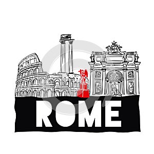 Rome hand drawn skyline. vector illustration EPS 10.