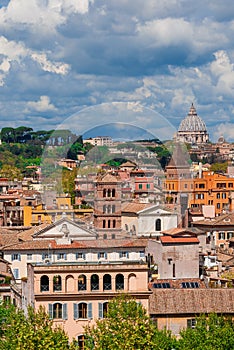 Rome historic center skyline above Trastevere