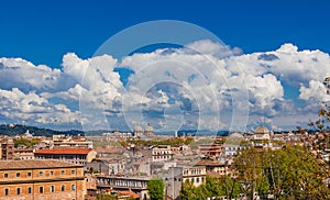 Rome historic center skyline above Trastevere
