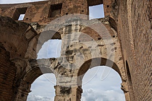 Rome. Inside the Colosseum, the Flavian amphitheatre. History of the Roman Empire
