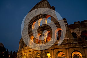 Rome Italy ancient structure colosseum at dusk