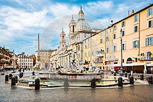 Rome, Italy, 26 April 2017. Fountain of Neptune at the northern end of Navona Square /Piazza Navona/ in Rome, Italy.