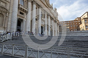 Steps in front of the facade of St. Peter's Basilica in Vatican
