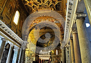 Rome Italy church interior ancient medieval monument old architecture background
