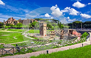 Rome, Italy: Circus Maximus, in a sunny summer day. The Circus Maximus is an ancient Roman chariot-racing stadium photo