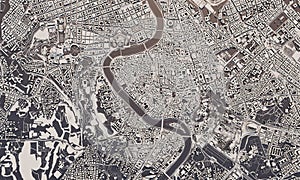 Rome, Italy city map 3D Rendering. Aerial satellite view