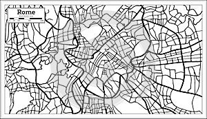 Rome Italy City Map in Black and White Color.