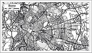 Rome Italy City Map in Black and White Color