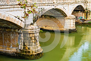 Rome, Italy. Close up on Ponte Principe Amedeo Savoia Aosta/ PASA pedestrian bridge over Tiber River.