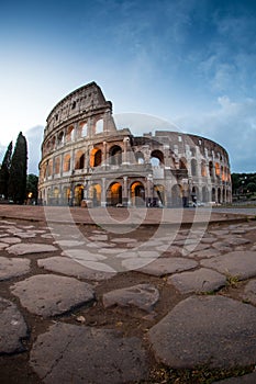 Rome, Italy Collosseum at dawn e roman stones