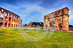 Rome, Italy - Colosseum and Arch of Constantine