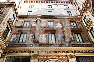 ROME, ITALY -DECEMBER 28, 2018: The palace, built in 1888 in art deco and renovated in the late seventies, is known as Sciarra