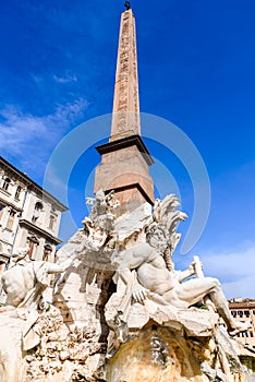 Rome, Italy - Egyptian obelisk in Piazza Navona