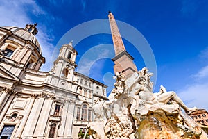 Rome, Italy - Egyptian obelisk in Piazza Navona