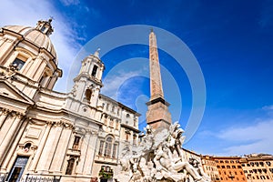 Rome, Italy - Egyptian obelisk in Piazza Navona