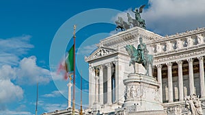 Rome, Italy. Famous Vittoriano with gigantic equestrian statue of King Vittorio Emanuele II timelapse.