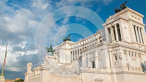 Rome, Italy. Famous Vittoriano with gigantic equestrian statue of King Vittorio Emanuele II timelapse.
