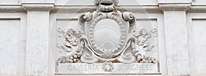 Rome, Italy - Galleria Borghese - Borghese Gallery building - symbol above the entrance