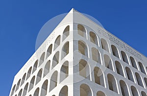 Rome, Italy - January 9, 2011: framing corner of Palazzo della Civilta in Rome in midday light photo