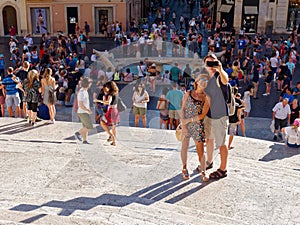 Barcaccia fountain Ugly Boat Rome Tourists Selfie