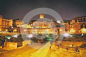 ROME, ITALY - JUNE 2014: Ancient ruins of Trajan Forum or Foro Traiano in Rome