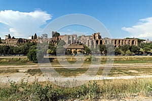 Amazing panoramic view of Circus Maximus and Palatine Hill in city of Rome, Italy