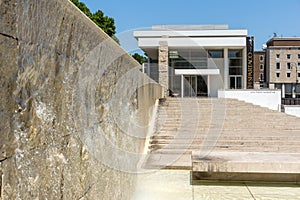 Amazing view of Ara Pacis Museum in city of Rome, Italy